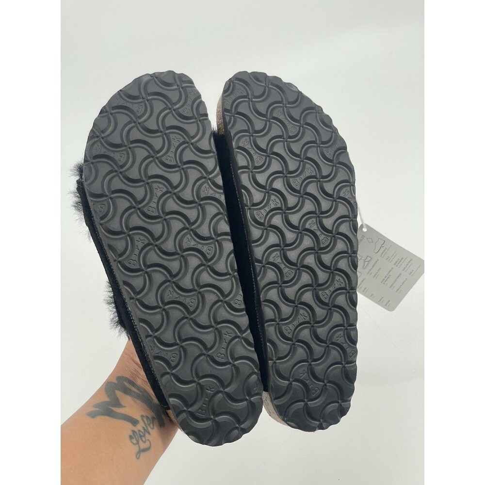 Birkenstock ARIZONA FUR Shearling EU37 BLACK Suede US Women Size 6.5 NEW NWT - Picture 9 of 9